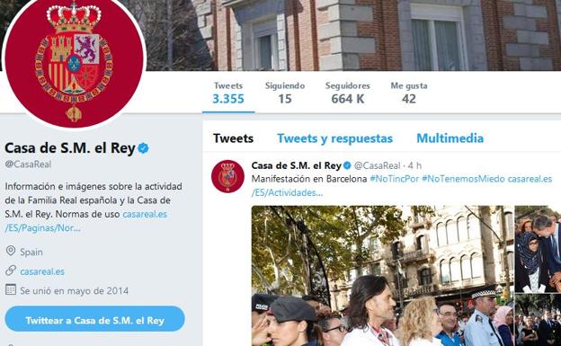 Cuenta de Twitter de la Casa Real. 