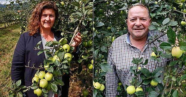 María Cardín, directora comercial del Grupo El Gaitero y Samuel Trabanco que defiende que es el momento de definir «qué sidra es asturiana y cuál no». 