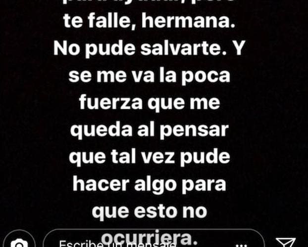 Parte del mensaje publicado por Carmen en Instagram.