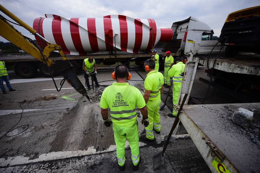 Retenciones en la autovía del Cantábrico por obras en Montico