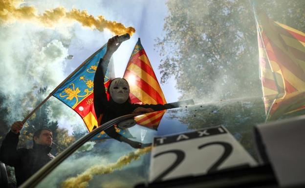 Protesta de los taxistas contra los VTC.