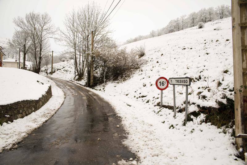 La nieve complica el tráfico en los puertos asturianos