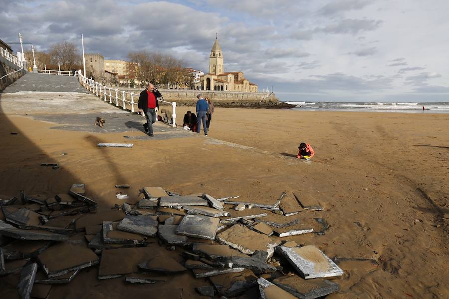 Las imágenes que deja en Gijón el paso del temporal