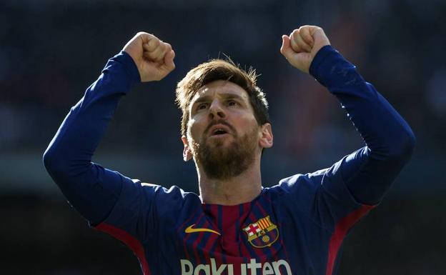Messi celebra su gol en el último clásico. 