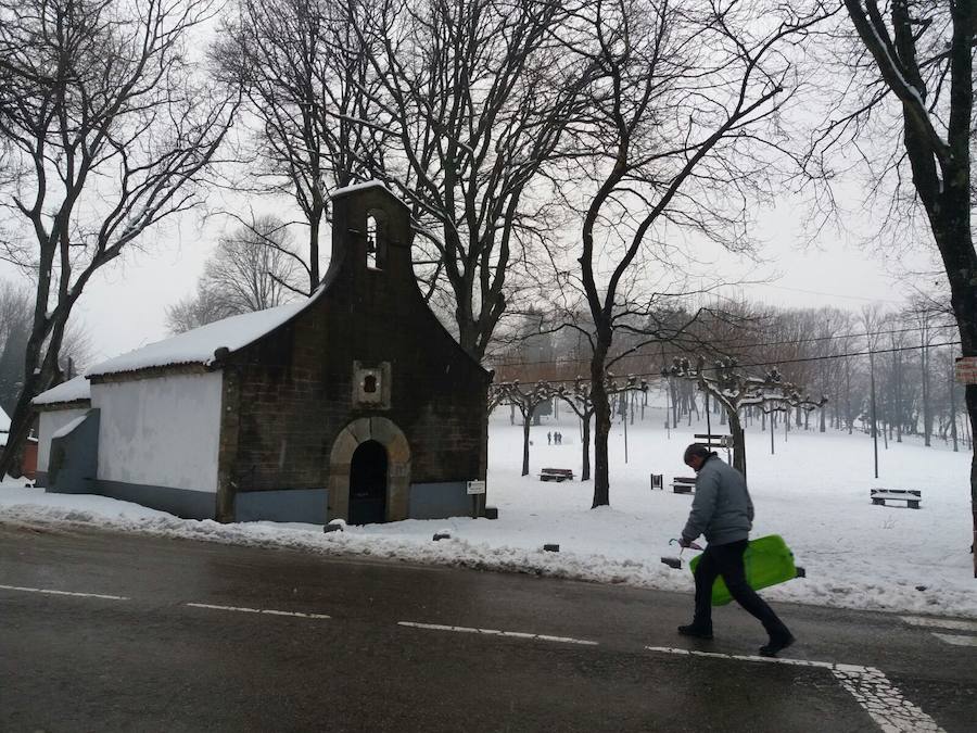 La llegada de un nuevo frente frío mantiene gran parte de Asturias bajo un manto blanco. Además de la nieve, la caída de árboles está complicando la circulación en varias carreteras de la región. 