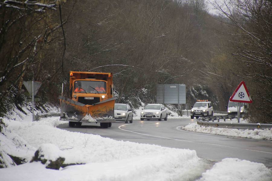 Oriente, Occidente, Valles Mineros... Incluso Oviedo ha vivido este miércoles una jornada marcada por las intensas precipitaciones en forma de nieve, que sigue cayendo en cotas bajas.