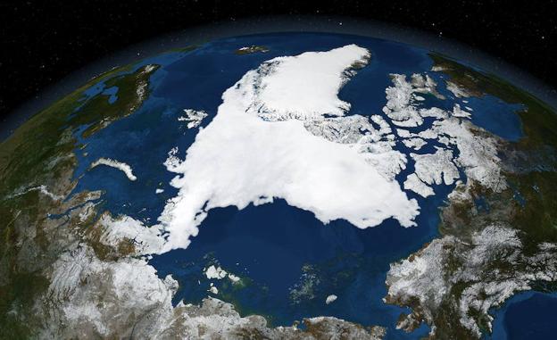 Superficie cubierta por el hielo en el Ártico en 2007. 