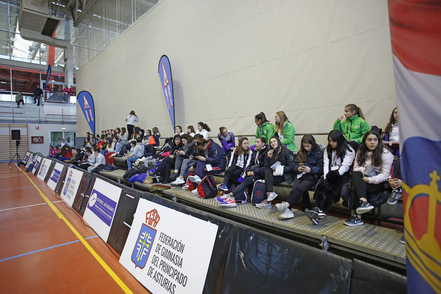 El Palacio de los Deportes de Gijón acoge las clasificatorias de la Liga Iberdrola de Gimnasia en la que las deportistas del Grupo de Cultura Covadonga tienen opciones de ascenso.