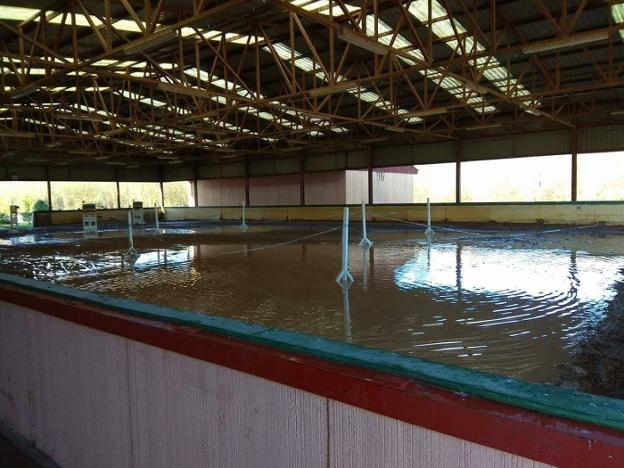 La pista cubierta de El Asturcón llena de agua. 