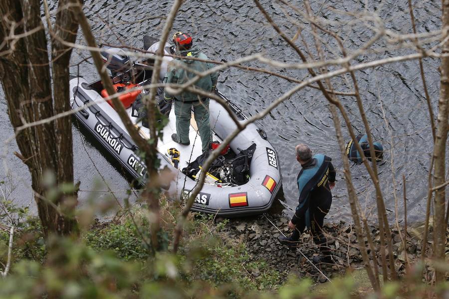 Tras confesar Javier Ledo el crimen de la gijonesa, un equipo de Geas ha vuelto al embalse de Arbón en busca de más pistas