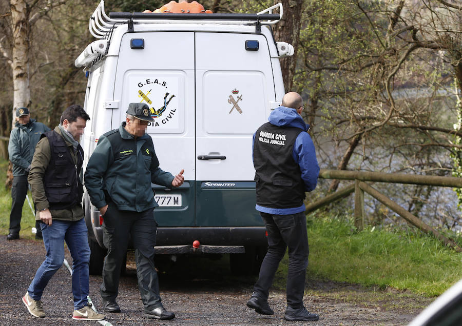 Tras confesar Javier Ledo el crimen de la gijonesa, un equipo de Geas ha vuelto al embalse de Arbón en busca de más pistas