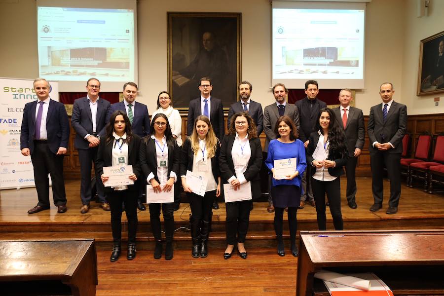 Medio centenar de estudiantes asturianos se han clasificado para la gran final de STARTinnova, el programa de fomento de la cultura emprendedora que promueve EL COMERCIO. Organizados en cinco equipos, han presentado sus proyectos ante un jurado de expertos en el Aula Magna del Edificio Histórico de la Universidad de Oviedo