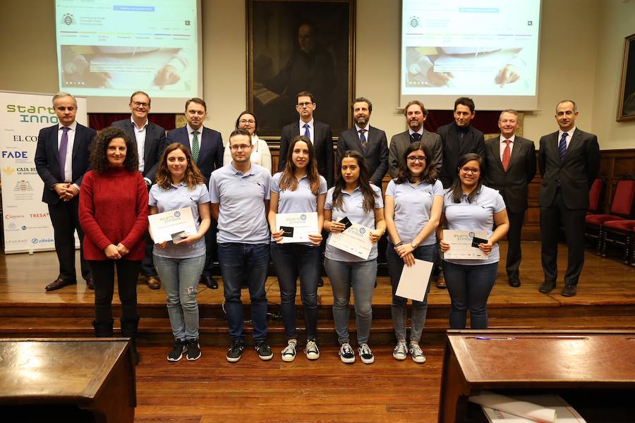 Medio centenar de estudiantes asturianos se han clasificado para la gran final de STARTinnova, el programa de fomento de la cultura emprendedora que promueve EL COMERCIO. Organizados en cinco equipos, han presentado sus proyectos ante un jurado de expertos en el Aula Magna del Edificio Histórico de la Universidad de Oviedo
