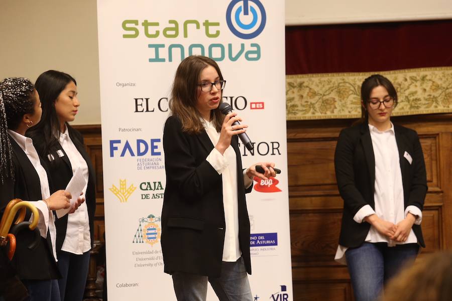 Medio centenar de estudiantes asturianos se han clasificado para la gran final de STARTinnova, el programa de fomento de la cultura emprendedora que promueve EL COMERCIO. Organizados en cinco equipos, han presentado sus proyectos ante un jurado de expertos en el Aula Magna del Edificio Histórico de la Universidad de Oviedo