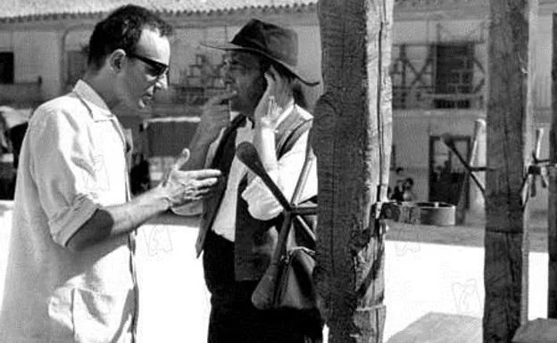 Buñuel y Saura en el rodaje de 'Llanto por un bandido'. 
