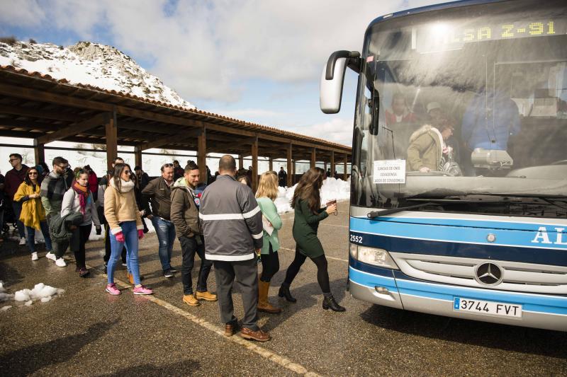 La preciosa estampa que ofrece estos días el paraje protegido atrae a multitud de turistas y provoca colas