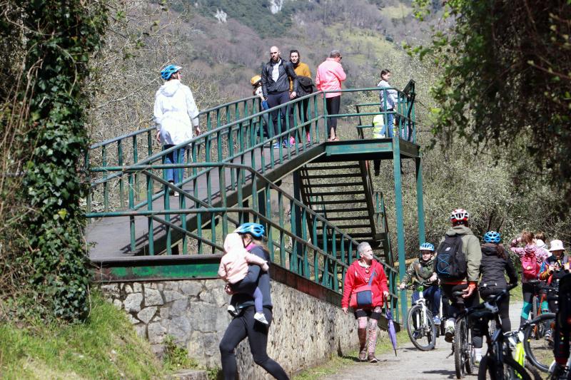 La previsión de mal tiempo no ha desincentivado a los visitantes y Asturias ha alcanzado una elevada tasa de ocupación esta Semana Santa. En los momentos en los que la lluvia ha dado una tregua, los turistas no han dudado en salir a disfrutar de los paisajes y las ciudades del Principado, de Oriente a Occidente. 