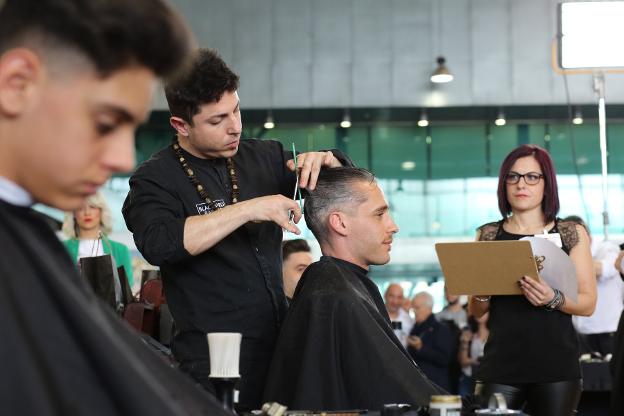 Imagen del concurso de peluquería masculina celebrado ayer. 