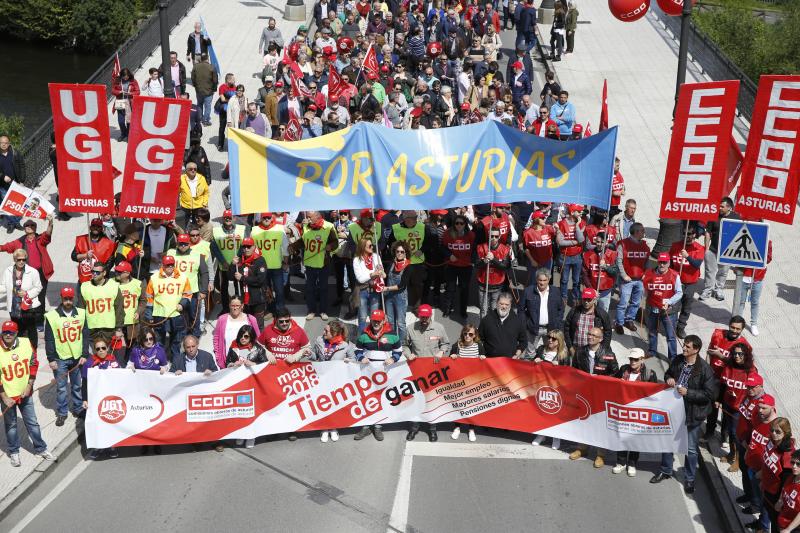 La manifestación parte del Parque Viejo de La Felguera bajo el lema «Igualdad, mejor empleo, mayores salarios, pensiones dignas»