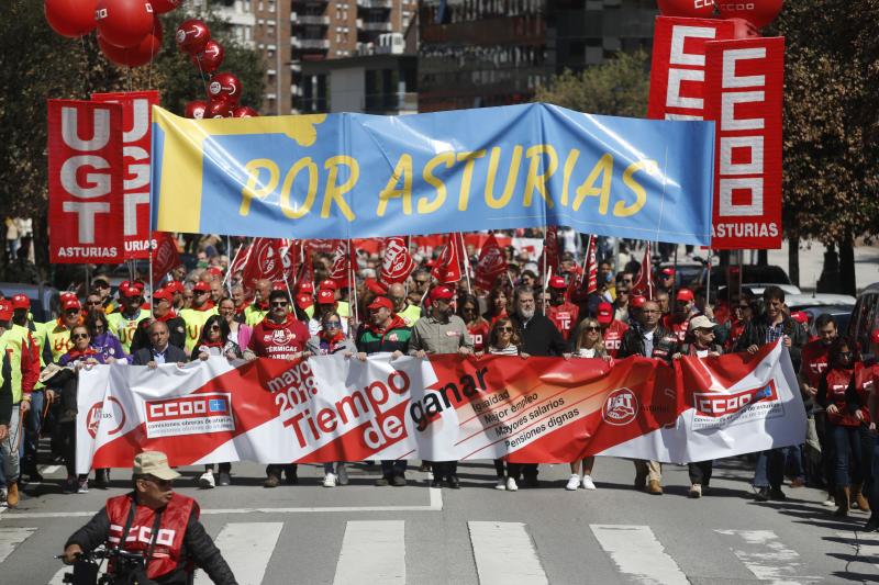 La manifestación parte del Parque Viejo de La Felguera bajo el lema «Igualdad, mejor empleo, mayores salarios, pensiones dignas»