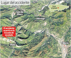 Lugar del accidente del montañero fallecido.