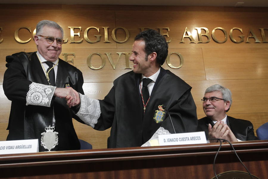 El presidente del TSJA, Ignacio Vidau, fue distinguido como colegiado honorario en una ceremonia en la que también se nombró colegiado de honor al humorista gráfico y colaborador de EL COMERCIO, 'Néstor' y a la precursora de la Agrupación de Abogados Jóvenes y de la Escuela de Práctica Jurídica, Alicia Fernández del Castillo