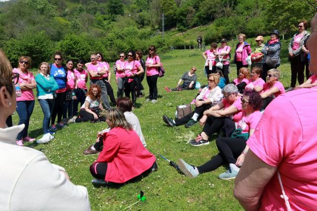 Participantes en la marcha, en el prau de la Flor. :: PARDO