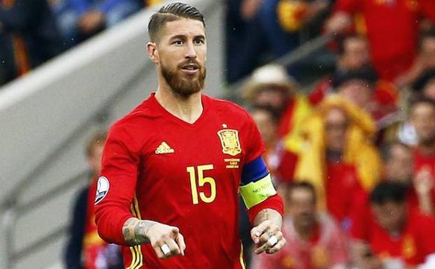 Ramos, durante un partido con la selección