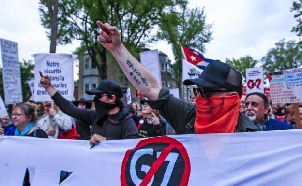 Protestas en Quebec por la cumbre del G7.