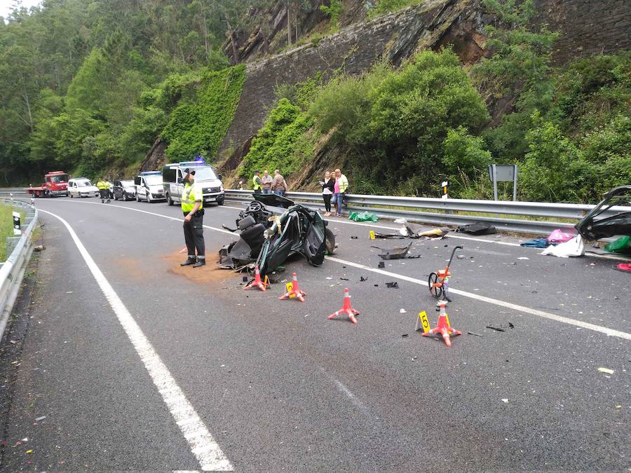 El suceso se produjo en la N-640 al colisionar un turismo con un camión. 