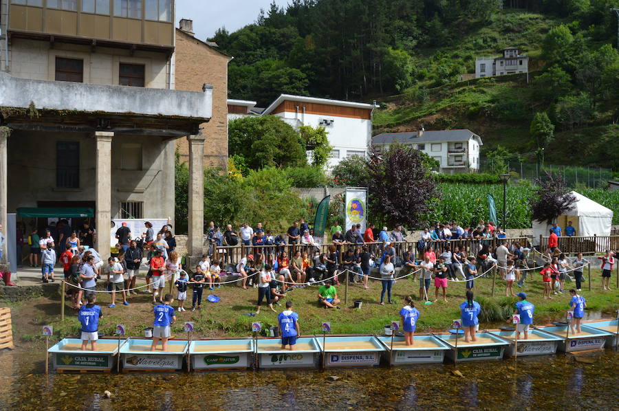 El bateo no entiende de sexo ni edades en Navelgas, donde se celebra el XVIII Campeonato Nacional de Bateo. Desde lo más pequeños hasta los más veteranos, batea en mano, se miden en una cita ya consolidada