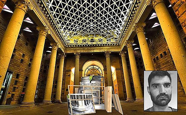 'La huella de la memoria'. El proyecto de Agustín Serisuelo (en el recuadro) es una escenograde madera, imágenes y formas escultóricas que reflexionan sobre el patrimonio histórico. Laboral Ciudad de la Cultura.