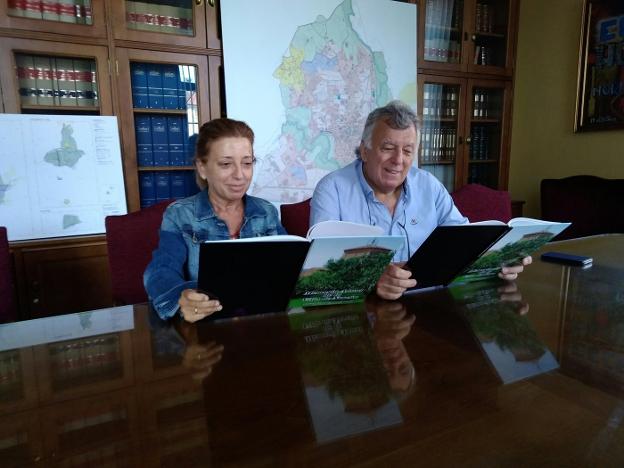 Amparo Antuña y Miguel Ángel Fuente, ayer en Noreña. 