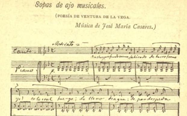 Partitura de las sopas de ajo musicales. 