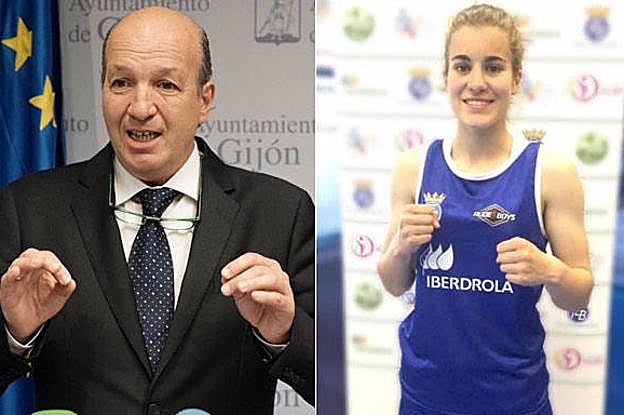 Manuel del Castillo a la izquierda; a la derecha, la púgil Laura Fuertes.