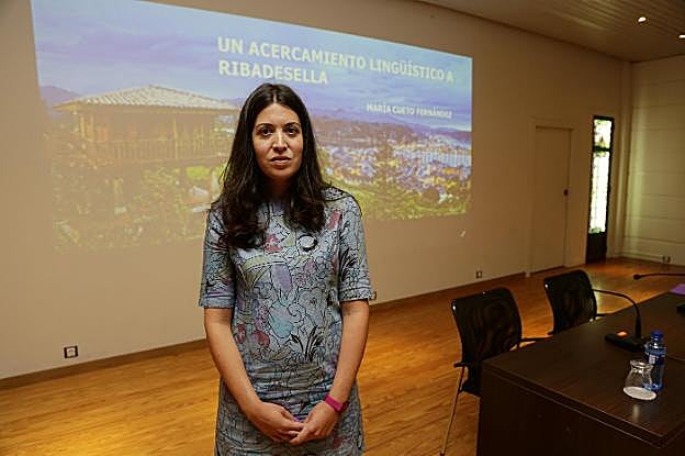 María Cueto Fernández, ayer, en la Casa de Cultura riosellana. 