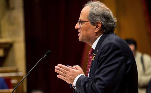 El presidente de la Generalitat, Quim Torra , responde a los líderes parlamentarios en la segunda jornada del Debate de Política General. 