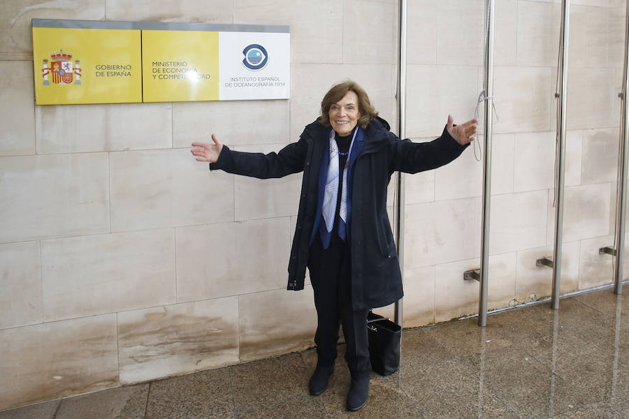 La oceanógrafa estadounidense Sylvia Earle, galardonada con el Premio Princesa de Asturias de la Concordia, visitó este jueves el Instituto oceanográfico de Gijón