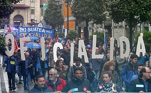 Manifestación por la cooficialidad celebrada en Oviedo.
