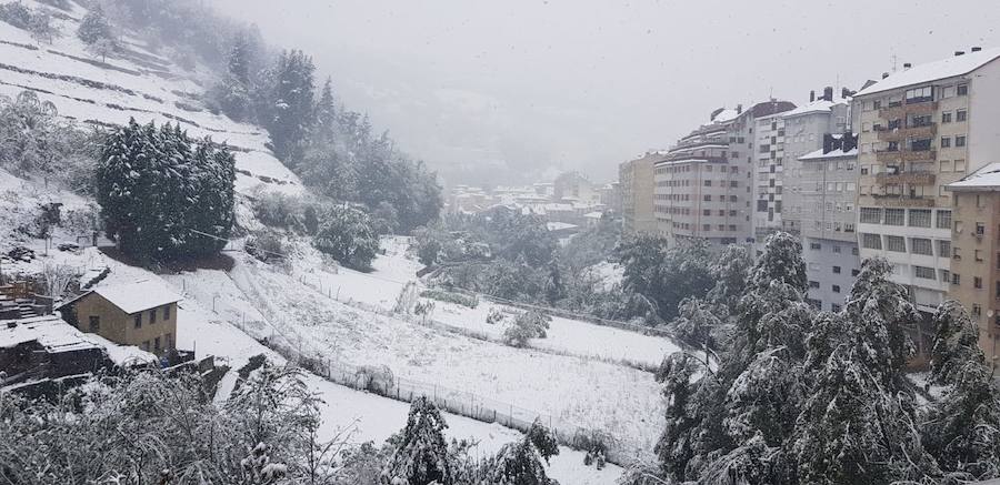 El temporal se ha recrudecido y además de complicar la comunicación con la Meseta, ha ocasionado numerosas incidencias. La nieve ha cubierto muchos puntos de la región dejando estampas totalmente invernales
