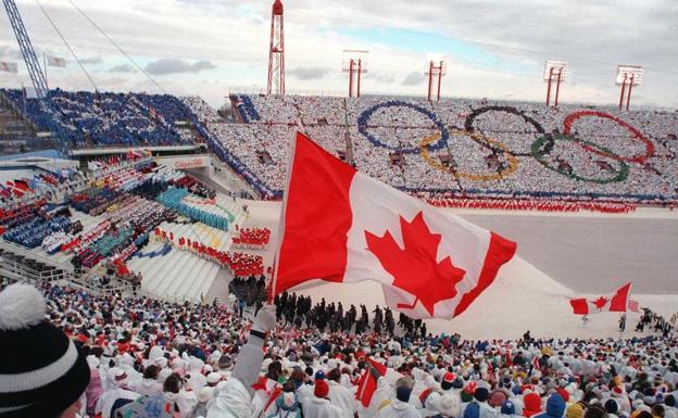Imagen de la ceremonia inaugural de los JJ OO de Invierno de Calgary en 1988. 