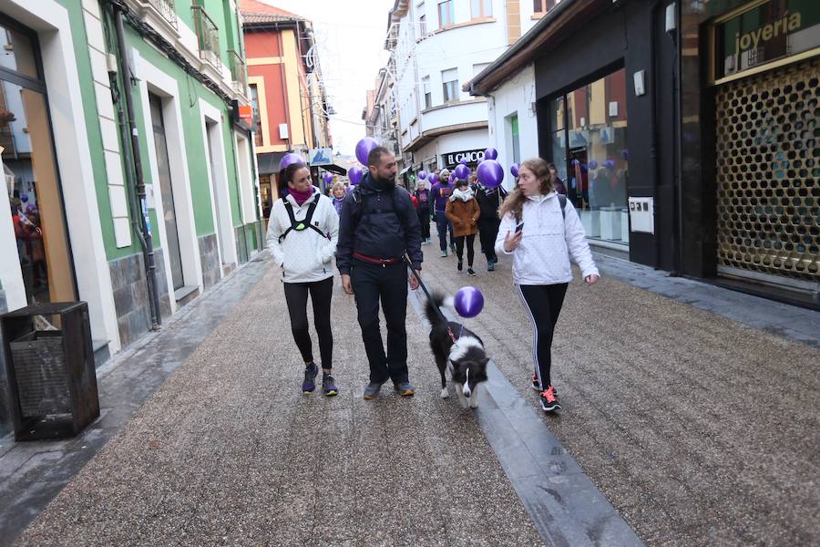 Cerca de 100 personas han recorrido la distancia que separa la plaza del Ayuntamiento de Siero del Parque de La Paz de Lugones