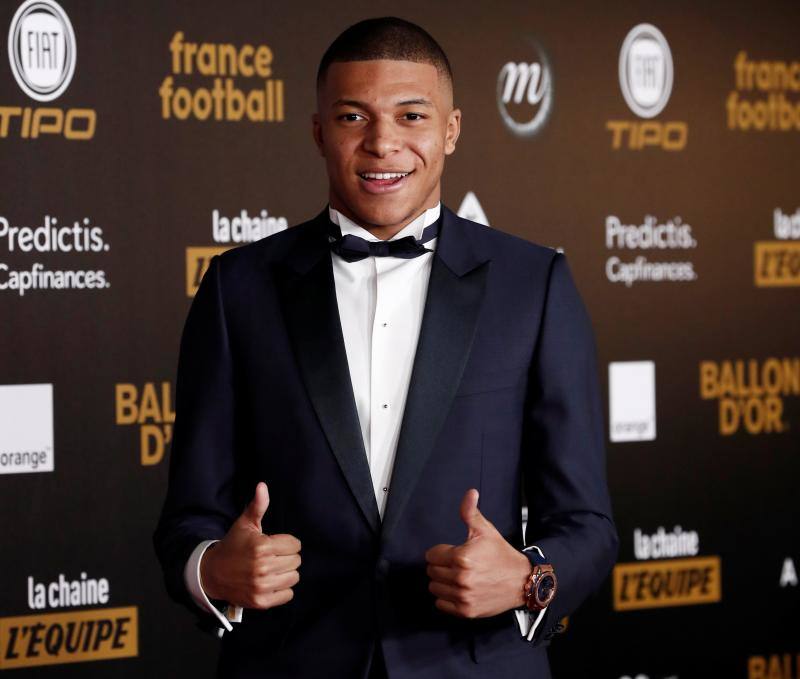 Kylian Mbappe, durante la alfobra roja previa a la gala.