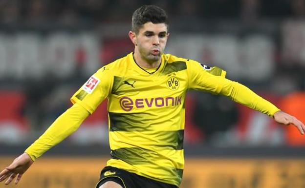 Christian Pulisic, durante un partido con el Borussia Dortmund.