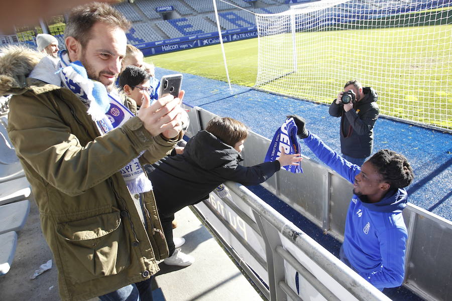 El conjunto azul preparó el encuentro ante el Numancia en el Tartiere rodeado de público