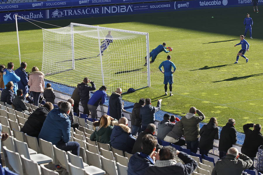 El conjunto azul preparó el encuentro ante el Numancia en el Tartiere rodeado de público