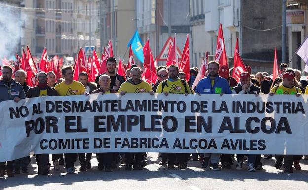Protesta de los trabajadores de Alcoa. 
