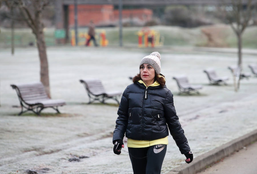 Cubierta por el manto blanco de una fuerte helada y con temperaturas de hasta seis grados bajo cero. Así ha amanecido Asturias este viernes.
