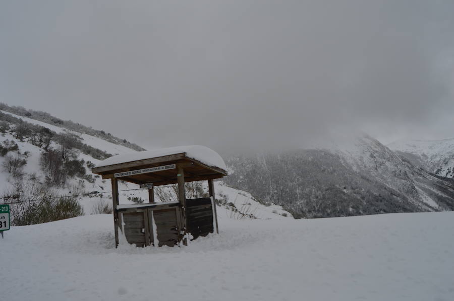 El paso de la borrasca 'Helena' ha obligado a cerrar el puerto de Leitariegos dodne la nieve alcanzó un metro de espesor en su zona más alta