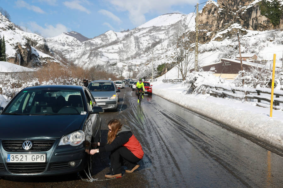 Los cielos despejados y la intensa nieve caída en las últimas horas animaron a numerosos usuarios a acercarse a las pistas. Las malas condiciones de la carretera dificultaron su objetivo. 